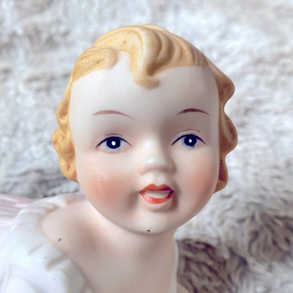 Vintage Bisque Porcelain Piano Baby Girl Hand-Painted Statue Figurine - Picture 2 of 7